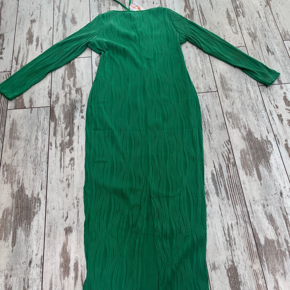 Pretty Garden Tie Front Maxi Dress – Long Sleeve Bodycon Cocktail Dress, Size L - Picture 14 of 16
